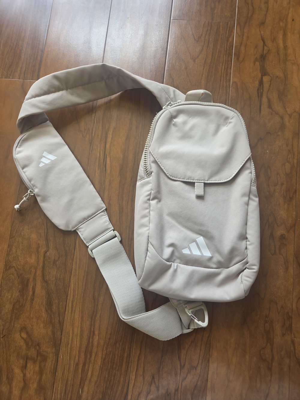 Adidas Essential Sling Crossbody Beig Bag with White Logo